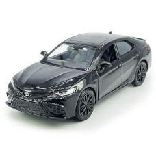 Camry Xse 2022 Model Car 1/36 Scale Diecast Toy Cars Metal Alloy Children’S Die-Cast Vehicles, Pull Back Doors Open, Black Rim, Collection For Men, Kids Toys For Boys Gifts, Black