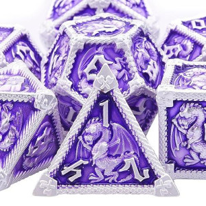 Austor 7-Die Metal Dnd Dice Set Dungeons And Dragons Dice With Box Roll Playing Game Dice Polyhedral Dice D20 D12 D10 D% D8 D6 D4 Metal Dice For Pathfinder Mtg Rpg Board Games