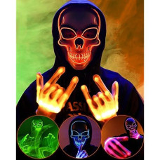 Sumind Halloween Led Mask Scary Led Skeleton Mask Purge Hacker Mask Glow In The Dark Mask For Halloween Costume Party(Orange)