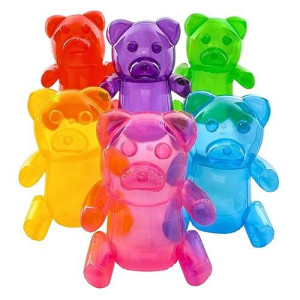 6 Pack Inflatable Gummy Bears Huge 24" - Great For Party Decorations, Unique Blow Up Pool Toys For Kids, Candyland Themed Birthday Party Decorations Supplies By 4E'S Novelty