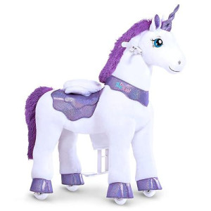 Ponycycle Ride On Unicorn Riding Unicorn Toys With Brake, Essential Model E Interactive Toy Unicorn Gifts For Girls (30" Height/Size 3 For Age 3-5) Riding Horse Ride On Toy Stuffed Animal Purple E313