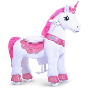 Ponycycle Ride On Unicorn Ride On Toys For Girls Riding Pink Unicorn Rocking Horse Essential Model E (With Brake/ 30" Height/Size 3 For Age 3-5) Ride-On Animals Plush Pony Toys, E312