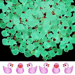 150 Pcs Luminous Tiny Ducks Mini Resin Ducks Miniature Duck Figures Micro Dollhouse Duck Accessories Landscape Gardening Decoration Ornaments (Purple)