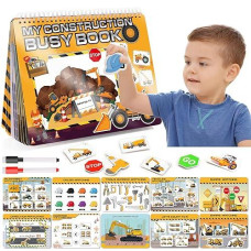 Montessori Busy Book Learning Toys For 2 3 4 5 Year Old Toddlers,Construction Themes Pre K Preschool Learning Activities Workbooks,Autism Sensory Educational Toys Birthday Xmas Gifts For Kids 3-5 4-8