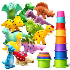 Hely Cancy Dinosaur Bath Toys - No Hole Bath Toys For Kids,Baby Bath Toys For Shower Water Pool Toys