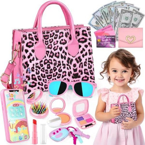 Play Toddler Girls Purse, Toddler Girl Toys Age 3-5 4-5 6-8 Kids Toys Purse Set, Pretend Makeup Kit, Phone, Princess Pretend Play Girl Toys For 3 4 5 6 7 Year Old, Birthday Gifts For Girl Age 3-5