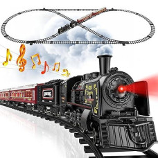 Hot Bee Train Set, Christmas Tree Train Toys With Luxury Tracks & Glowing Passenger Cars, Metal Toy Train With Smoke, Sound And Light, Toddler Model Train Set For 3 4 5 6 7+ Years Old Boys Gifts Kids