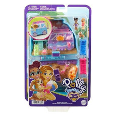 Polly Pocket Seaside Puppy Ride Playset with 11 Accessories