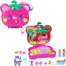 Polly Pocket Straw-Beary Patch Compact with 2 Micro Dolls