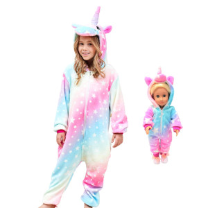 Fzosm Cute Girls Unicorn Halloween Costume Cosplay Onesie (Light Pink, 4-5 Years)