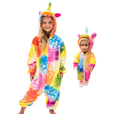 Fzosm Cute Girls Unicorn Halloween Costume Cosplay Onesie (Yellow, 4-5 Years)