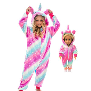 Fzosm Cute Girls Unicorn Halloween Costume Cosplay Onesie (Purple/Pink, 7-8 Years)