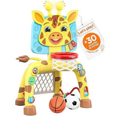 Move2Play Giraffe Basketball Hoop & Soccer Goal - 30+ Sounds