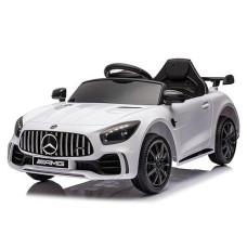 Winado 12V Ride On Car, Licensed Mercedes Benz Amg Gtr Battery Powered Electric Vehicle, W/Parent Remote, Wider Seat, Led Lights, Openable Doors, Mp3 Player, Smooth Start, 3 Speeds - White