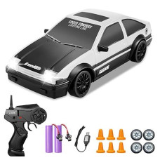 Yuan Plan Rc Cars Remote Control Car, 1/24 2.4Ghz 4Wd Drift Car High Speed Rc Cars Racing Cars With Cool Lights, Two Rechargeable Batteries And Extra Tires Toy Car For Kids Boys Adults