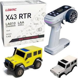 Ldarc 1:43 Scale Mini Rc Crawler Rtr Rc Rock Truck 4X4 2.4Ghz Hobby Grade Remote Control Car Model Vehicle Rc Buggy, Comes With A Diy Replaceable Body Shell(Lemon Yellow)