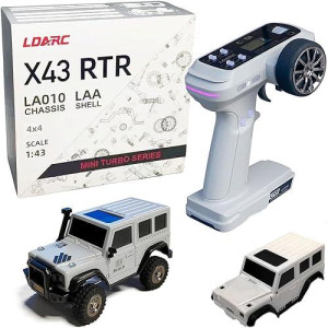 Ldarc 1:43 Scale Mini Rc Crawler Rtr Rc Rock Truck 4X4 2.4Ghz Hobby Grade Remote Control Car Model Vehicle Rc Buggy, Comes With A Diy Replaceable Body Shell(Grey)