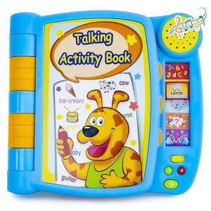 Talking Activity Book For 2 Years Old & Up - Sound Book With 5 Learning Activities Including Letters, Numbers, Quiz Game & Memory Match - Interactive Books For Babies With Fun Sound And Melodies