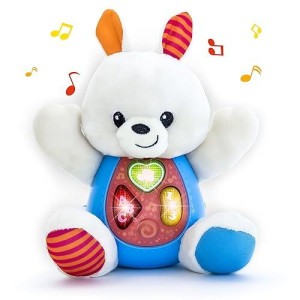 Kiddolab Bunny Plush Toy - Musical Stuffed Animals With 3 Light-Up Buttons, 4 Children'S Nursery Songs & Sound Effects - Soft Learning Toy For Infants, Babies, And Toddlers Aged 3 Months And Up