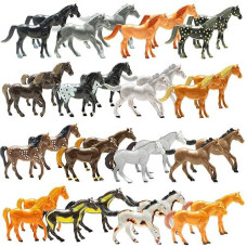 Prextex Plastic Horses Party Favors, 32 Count (All Different Horses In Various Poses And Colors) Best Toy Gift For Boys