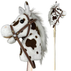 Nature Bound Stick Horse | Plush Handcrafted Hobby Horse | Stick Pony Provides Fun Pretend Play For Toddlers & Preschoolers | Handsewn, Wood, Sound Effects | Pinto Style