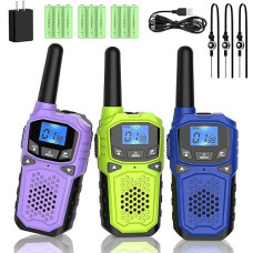 Walkie Talkies For Adults- Woktok Long Range Two Way Radio For Camping Hiking Hand Held Hiking Accessories Camping Gear Xmas Birthday Gift For Kids,Sos Siren,Noaa Weather Alert,3 Radios