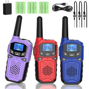 Walkie Talkies For Adults- Woktok Long Range Two Way Radio For Camping Hiking Hand Held Hiking Accessories Camping Gear Xmas Birthday Gift For Kids,Sos Siren,Noaa Weather Alert,3 Radios