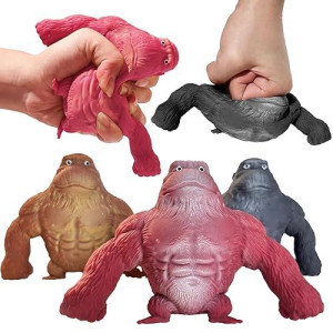 Squishy Monkey Stretch Gorilla Toy - 3Pack Of Big Sensory Monkey Stretchy Toys，Stress Relief Splat Gorilla Figures For Autism ,Funny Animal Squishy Gorilla Toys Kids And Adults Easter Stuffers