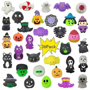 36 Pack Halloween Mochi Squishy,Halloween Party Favors,Classroom Prizes,Goody Bag Stuffers