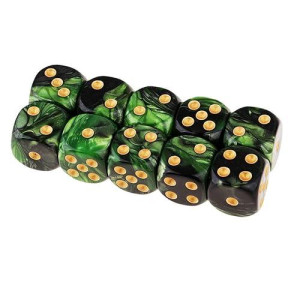 Yiotfandoll 10Pcs Polyhedral Dice D6 Dice 16Mm Acrylic Dice Game Dice For Rpg Mtg Dnd Dice Table Games (Green Black)