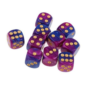 Yiotfandoll 10Pcs Polyhedral Dice D6 Dice 16Mm Acrylic Dice Game Dice For Rpg Mtg Dnd Dice Table Games (Purple Blue)