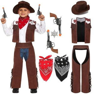 Halloween Cowboy Costume Boys Kids Western Cowgirl Police Cosplay With Hat Bandanna Badge Accessories Ca005L