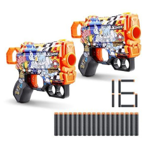 X-Shot Skins Menace - Sonic Super Speed (2 Pack + 16 Darts) By Zuru, X-Shot, Easy Reload, Air Pocket Dart Technology, Toy Foam Dart Blaster For Kids, Teens, Adults, Frustration Free Packaging