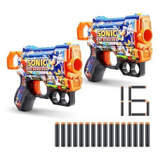 X-Shot Skins Menace - Sonic Mega (2 Pack + 16 Darts) By Zuru, X-Shot, Easy Reload, Air Pocket Dart Technology, Toy Foam Dart Blaster For Kids, Teens, Adults, Frustration Free Packaging