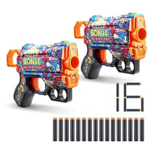 X-Shot Skins Menace - Sonic Robotnik (2 Pack + 16 Darts) By Zuru, X-Shot, Easy Reload, Air Pocket Dart Technology, Toy Foam Dart Blaster For Kids, Teens, Adults, Frustration Free Packaging