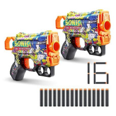 X-Shot Skins Menace - Sonic Hyper Spike (2 Pack + 16 Darts) By Zuru, X-Shot, Easy Reload, Air Pocket Dart Technology, Toy Foam Dart Blaster For Kids, Teens, Adults, Frustration Free Packaging