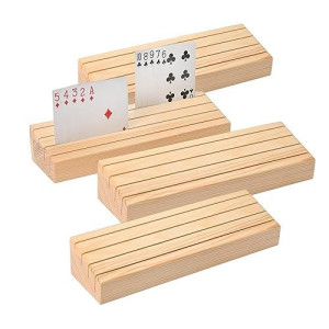 Willowdale Wooden Card Holder For Playing Cards Set Of 4, Canasta Cards Bridge Card Playing Card Holders For Adults, Solid Wood Card Holder For Hand And Foot, Skipbo Cards, Uno Card Game