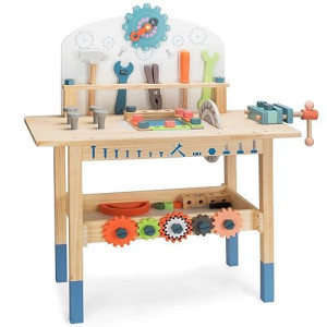 V-Opitos Large Wooden Tool Bench Toys For Kids, Toddler Workbench Pretend Toy With Tools Set For Pretend Play, Ideal Christmas, Birthday Gifts For 3, 4, 5 Year Old Boy