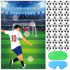 Pin The Soccer On The Goal Kids Party Games Soccer Birthday Games For Boys Soccer Birthday Party Supplies Decorations, Large Soccer Game Poster With 36 Soccer Stickers Classroom Soccer Party Favors