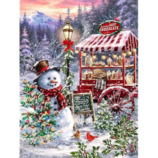 Springbok - Hot Chocolate Stand - 1000 Piece Jigsaw Puzzle- Join Our Snowman For Hot Chocolate And Treats This Holiday Season