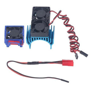 Rc Heat Sink High Velocity Fan Motor Fan Set For Traxxas Slash 4X4 Vxl 1/10 Rc Car With Double Fan (Blue)