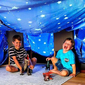 Molcey Extra Large Blue Blanket Fort Building Kit for Kids