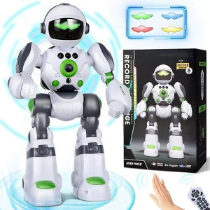 Zreswap Robot Toys Gift For Kids: Remote Control Robot Programmable Robot With Record Voice Music Dancing Gesture Control, For Toddler Boys And Girls