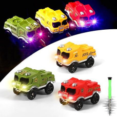 Save Unicorn Tracks Cars Replacement Only,Track Cars For Tracks Glow In The Dark, Car Tracks Accessories With 3 Flashing Led Lights, Compatible With Most Car Tracks For Kids Boys And Girl(3Pack)