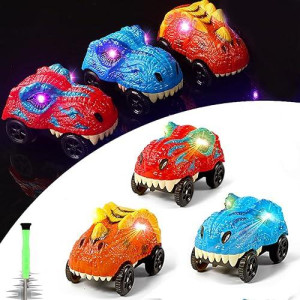 Save Unicorn Tracks Cars Replacement Only, Dino Track Cars For Tracks Glow In The Dark, Car Tracks Accessories With 3 Flashing Led Lights, Compatible With Most Car Tracks For Kids Boys And Girl(3Pack)