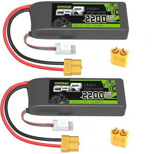 Ovonic 7.4V Lipo 2200 Mah 50C 2S Lipo Battery With Xt60+Tra Plug (2 Packs)