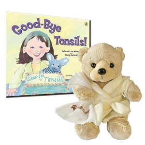 Tonsillectomy Gift Get Well Soon Teddy Bear With Goodbye Tonsils Children'S Book Gift Set, Kids Tonsillectomy Recovery - White Robe