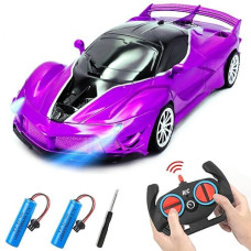 Yomwet Remote Control Car For Girl, 2.4Ghz 4Wd Electric Rc Cars Toy Racing With Led Lights Rechargeable High-Speed Hobby Toy Vehicle, Rc Car Gifts For Age 3 4 5 6 7 8 9 Year Old Kids (Purple)