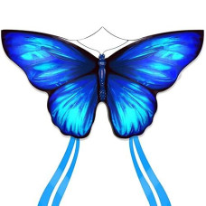 Simxkai Butterfly Kite For Kids & Adults, Easy To Fly Blue Big Kite For Beginners Blue