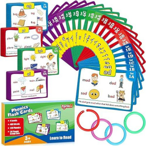 Torlam Phonics Flash Cards Learn To Read Spelling Reading Sight Words Phonics Games, Digraphs Cvc Blends Long Vowel Sounds Kids Dolch Fry Site Words For Pre-K Kindergarten 1St 2Nd 3Rd Homeschool